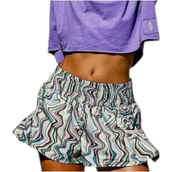 Free People Movement By Free People Get Your Flirt On Printed Shorts•L•NWOT - Picture 2 of 9